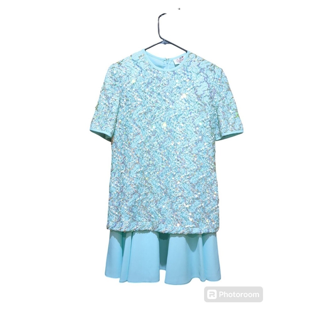 Vintage 80's Baron Teal Sequin Skirt Set. Sm/Med See Measurements No Size Tag.